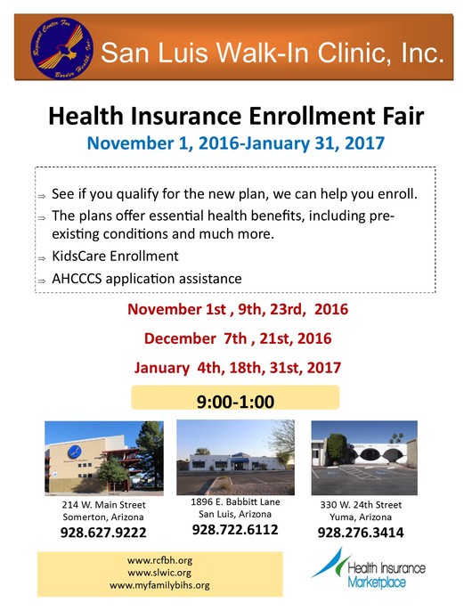 Health Insurance Enrollment Fairs available at RCBH/SLWIC