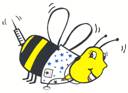 Bee cartoon with syringe as a stinger
